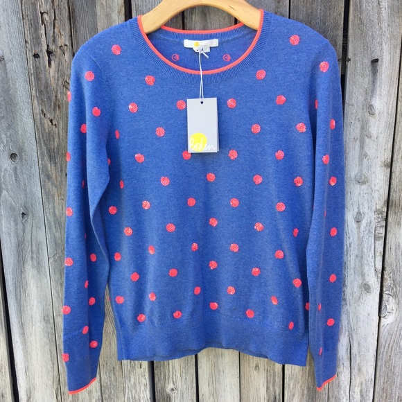 Boden Sweaters - NWT Boden Ana Sequin Flower Cotton Sweater Blue